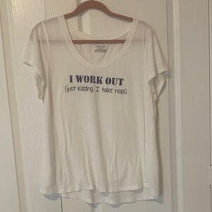 Jasmine & Ginger White Graphic Tee - I Work Out